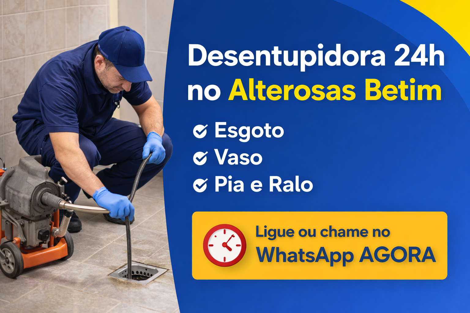 desentupidora no Alterosas Betim 24h realizando atendimento de emergência em esgoto entupido