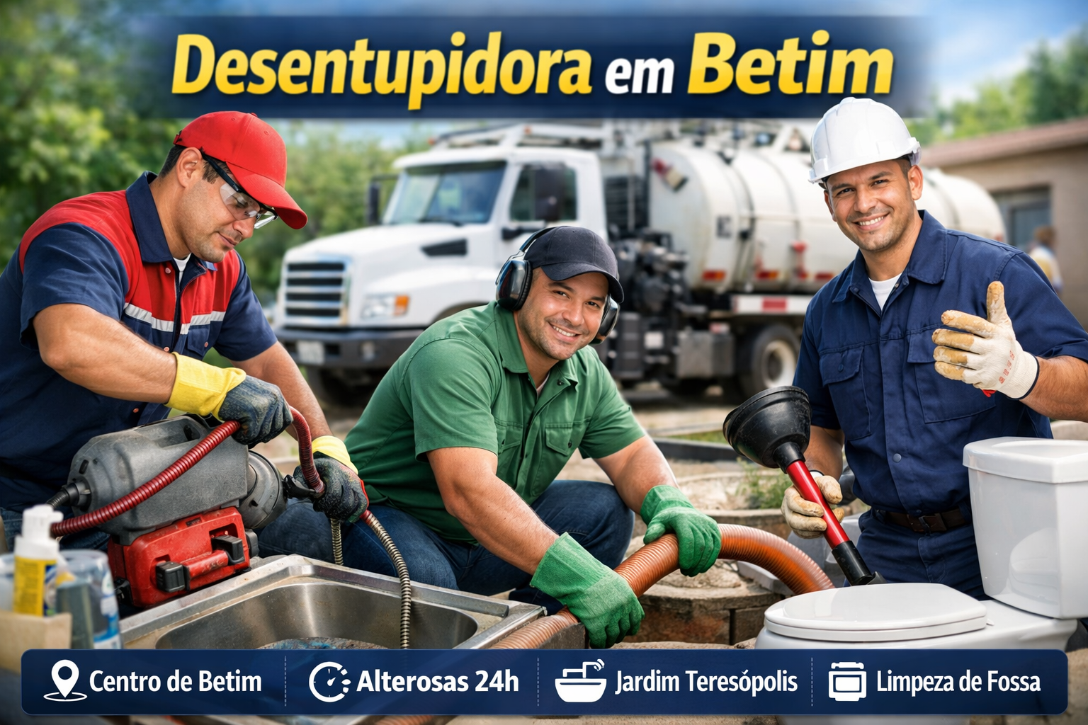 desentupidora em Betim com atendimento 24h para desentupimento de esgoto, pia e vaso sanitário