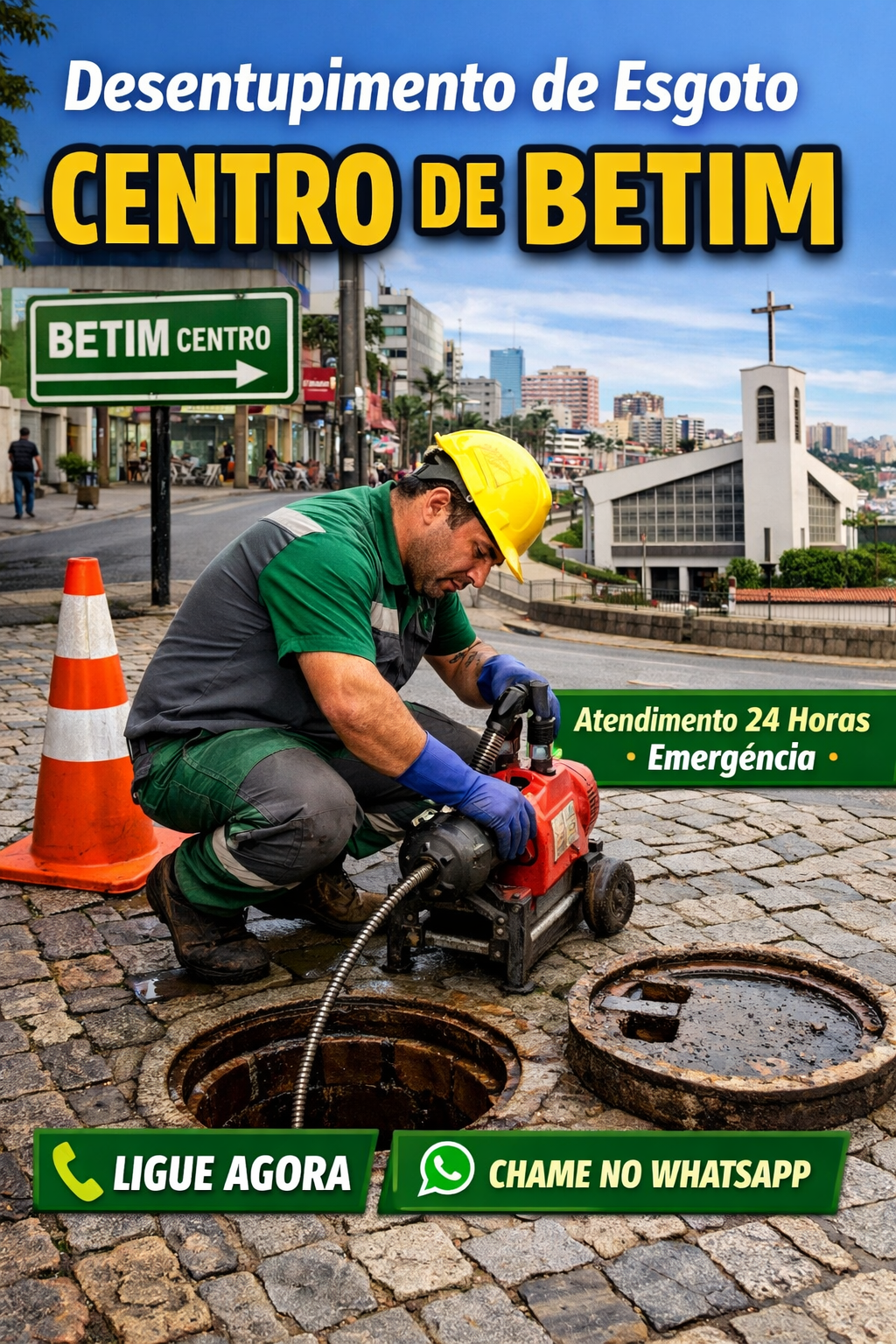 desentupimento de esgoto no Centro de Betim com retorno de água pelo ralo