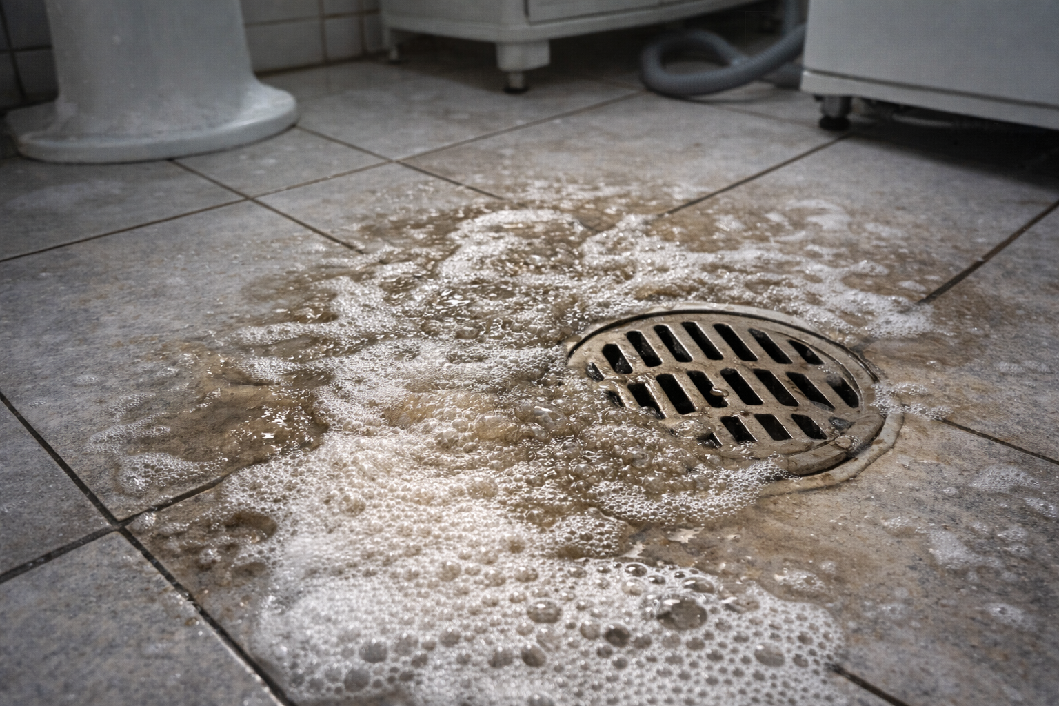 água voltando pelo ralo em Betim causada por entupimento no esgoto