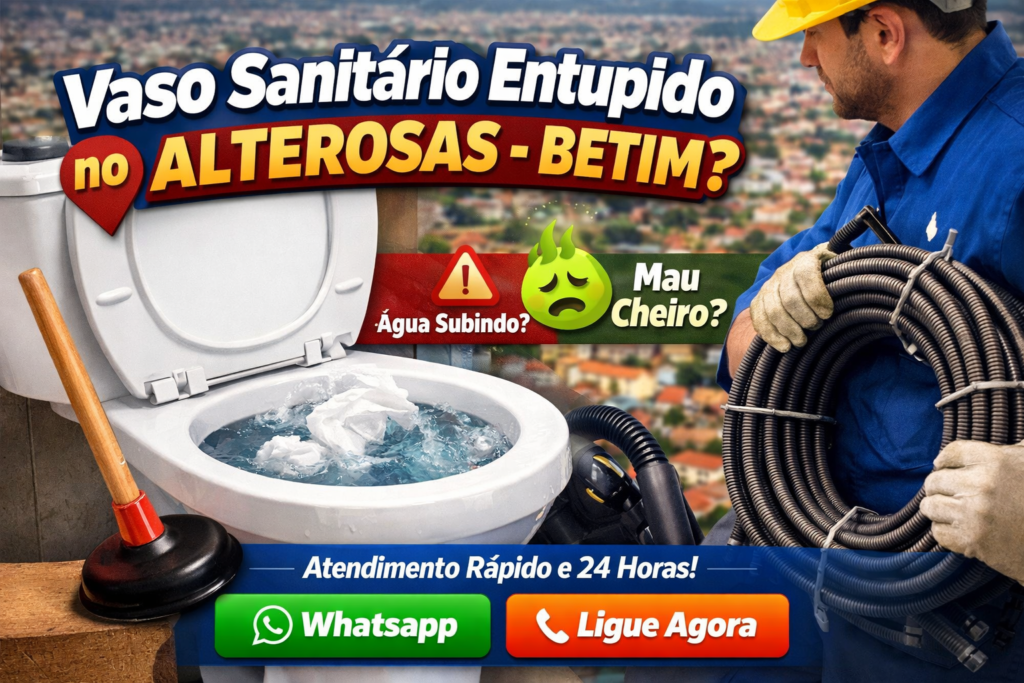 vaso sanitário entupido no Alterosas Betim com água subindo e atendimento profissional